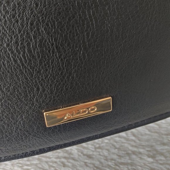 NWT ALDO Black Chevron Quilted Purse Shoulderbag Crossbody Turnlock - Picture 4 of 12